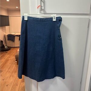 Classic Dark Blue Denim A-Line Skirt